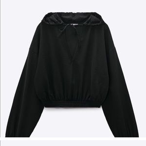 Zara black crop top w hoodie brand new